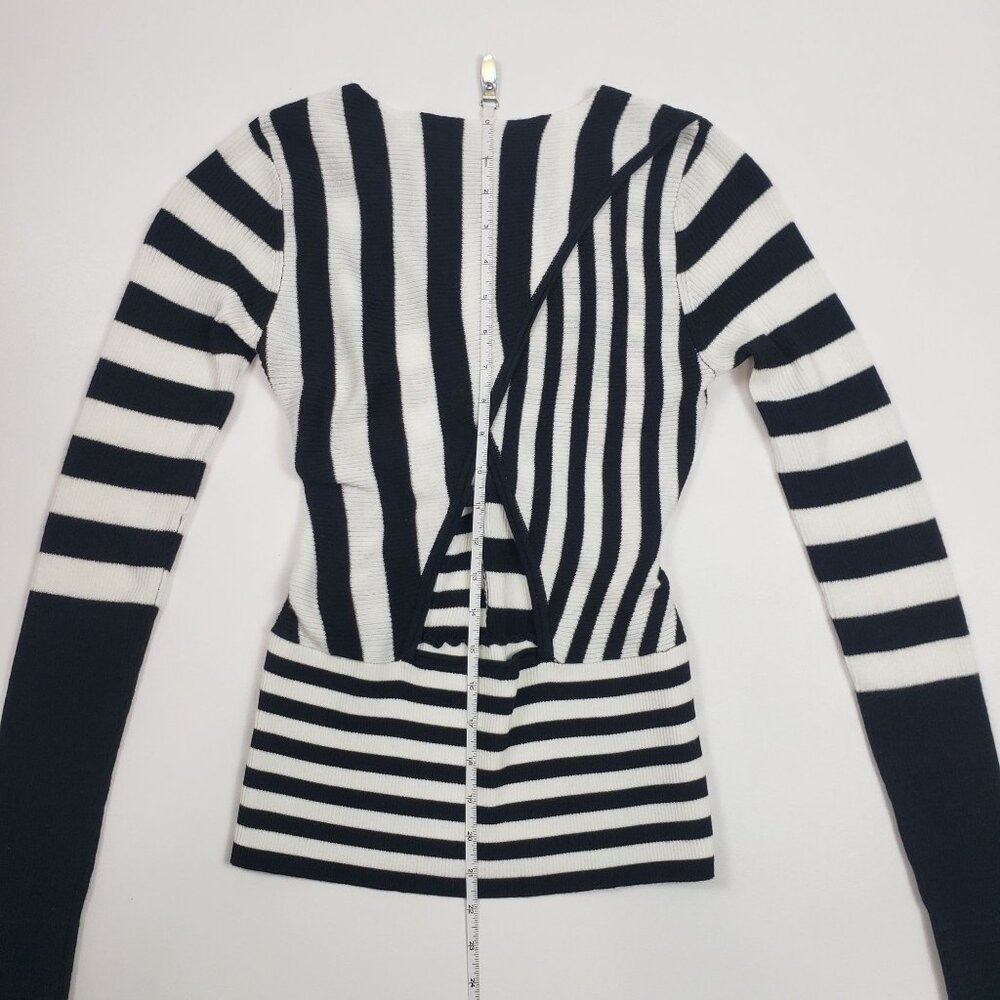 TOME Collective x RTR Striped Twist-Front Open-Back Merino Wool Blend Sweater XS - Picture 7 of 16